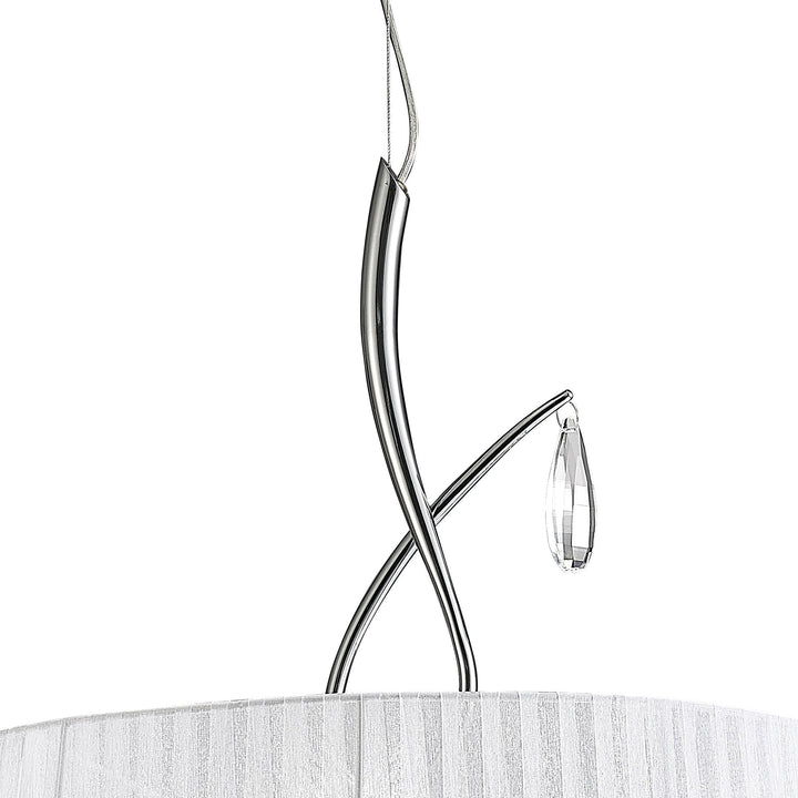 Mantra M5274 Louise Pendant 3 Light E27 Round White Shades Polished Chrome / Clear Crystal