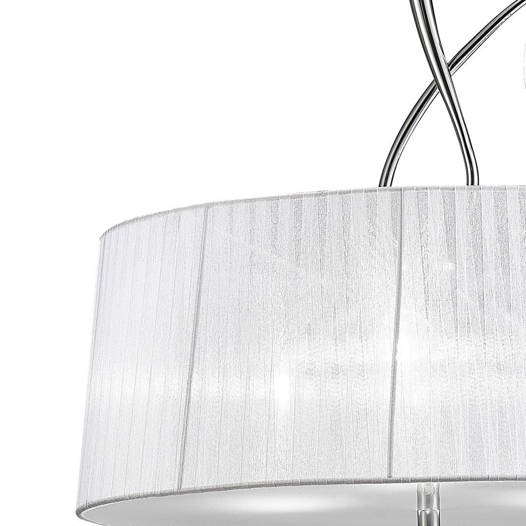 Mantra M5274 Louise Pendant 3 Light E27 Round White Shades Polished Chrome / Clear Crystal