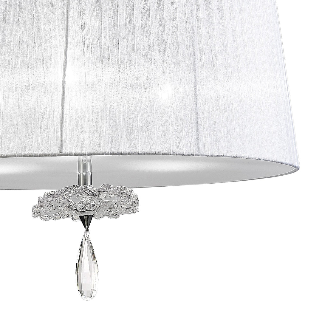 Mantra M5274 Louise Pendant 3 Light E27 Round White Shades Polished Chrome / Clear Crystal