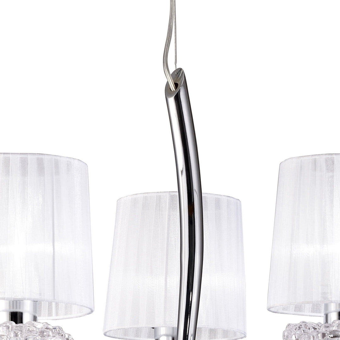 Mantra M5273 Louise Pendant 3 Light E27 White Shades Polished Chrome / Clear Crystal