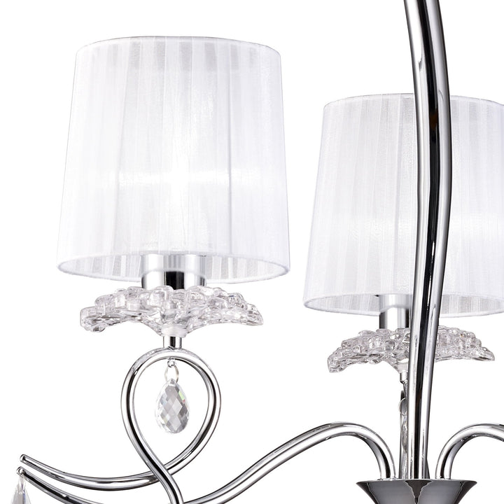 Mantra M5273 Louise Pendant 3 Light E27 White Shades Polished Chrome / Clear Crystal