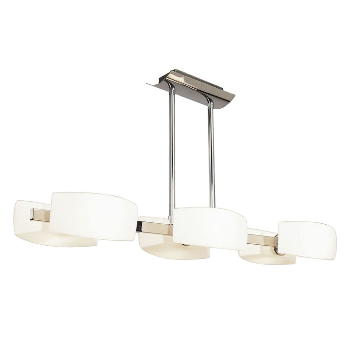 Mantra M0172 Lupa Rectangular Telescopic Pendant Bar 6 Light G9 Polished Chrome/Frosted White Glass