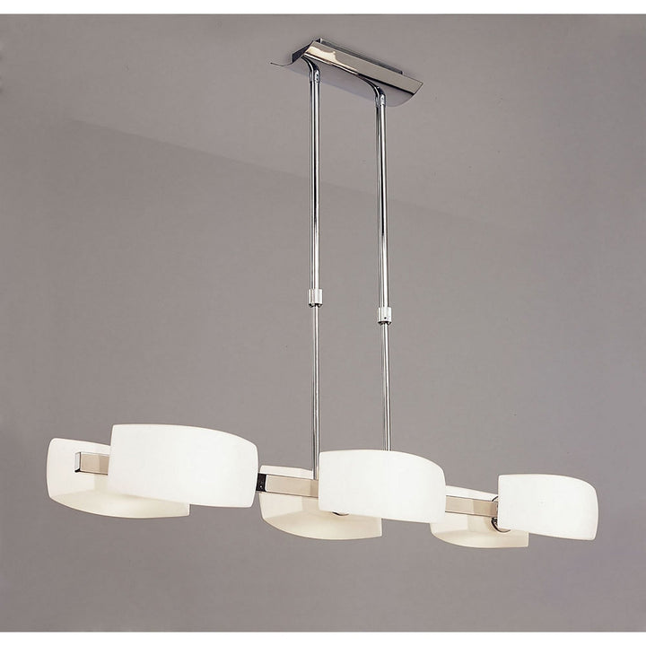 Mantra M0172 Lupa Rectangular Telescopic Pendant Bar 6 Light G9 Polished Chrome/Frosted White Glass