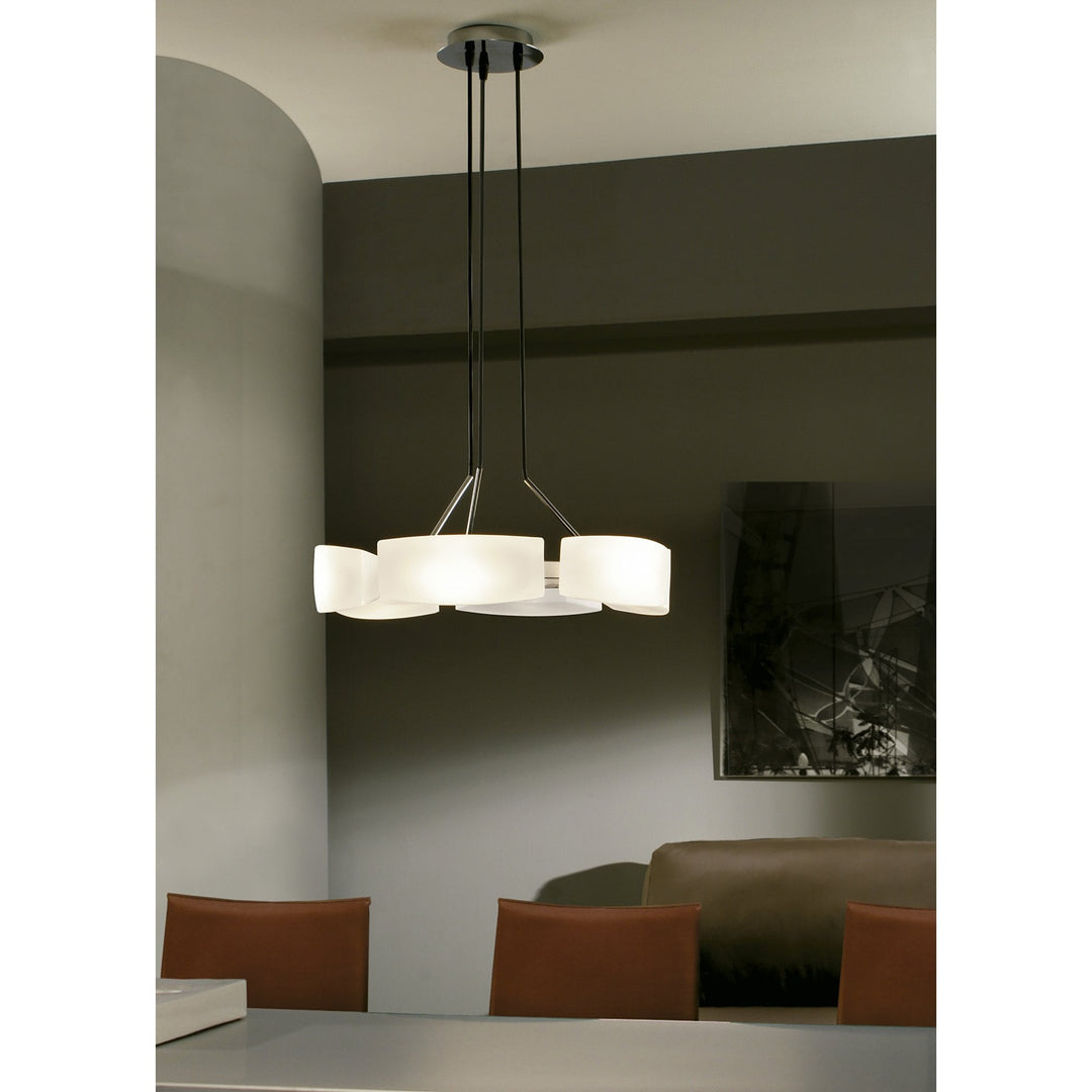 Mantra M0172 Lupa Rectangular Telescopic Pendant Bar 6 Light G9 Polished Chrome/Frosted White Glass