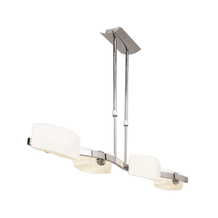 Mantra M0169 Lupa Telescopic Pendant Linear Bar 4 Light G9 Polished Chrome/Frosted White Glass