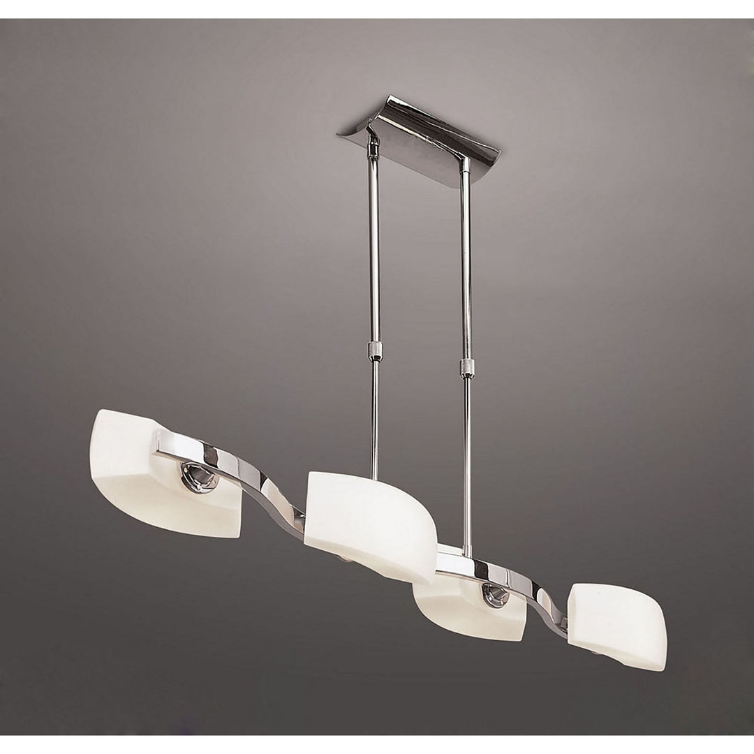 Mantra M0169 Lupa Telescopic Pendant Linear Bar 4 Light G9 Polished Chrome/Frosted White Glass