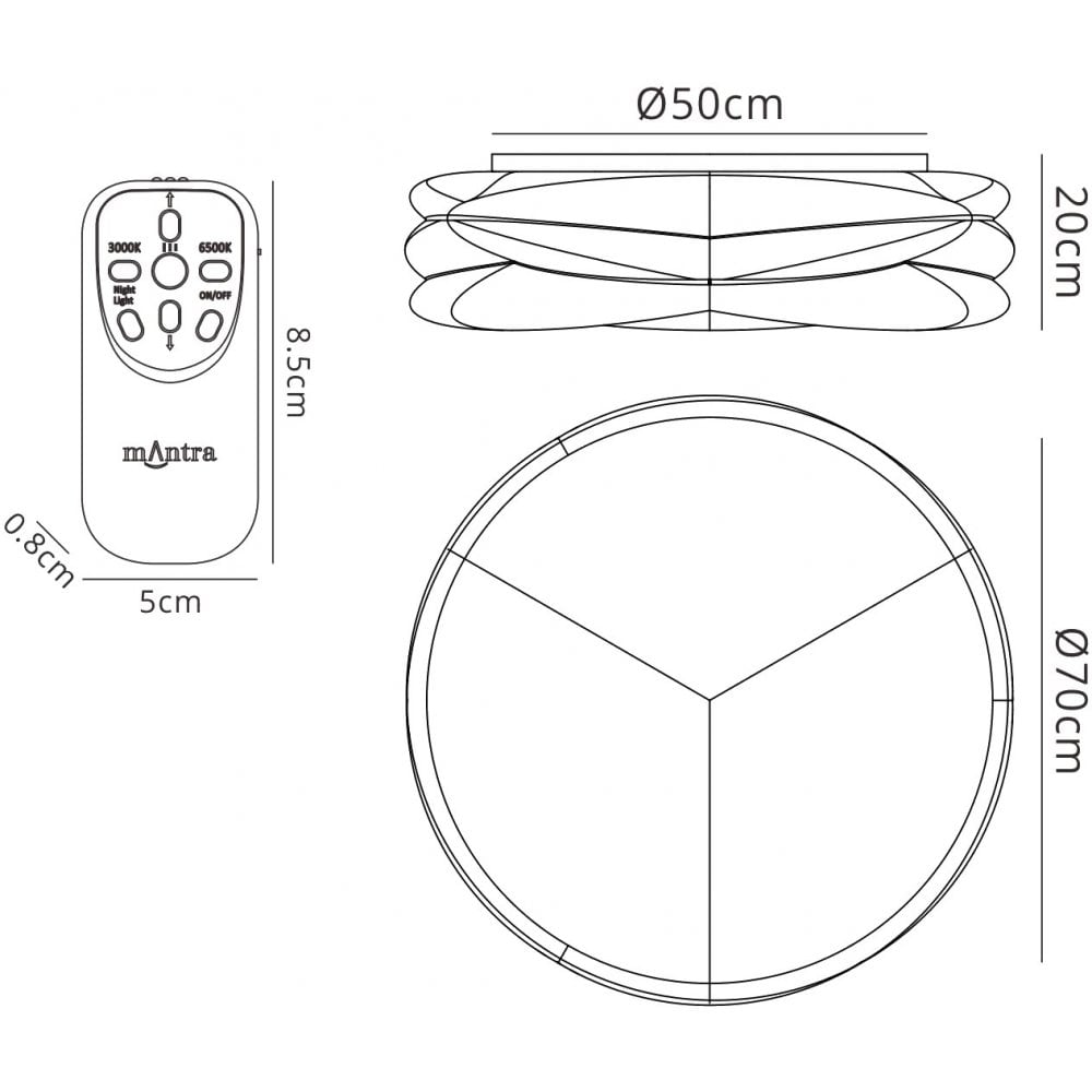 Mantra M5955 Lascas Flush Ceiling Light 70cm Round LED White