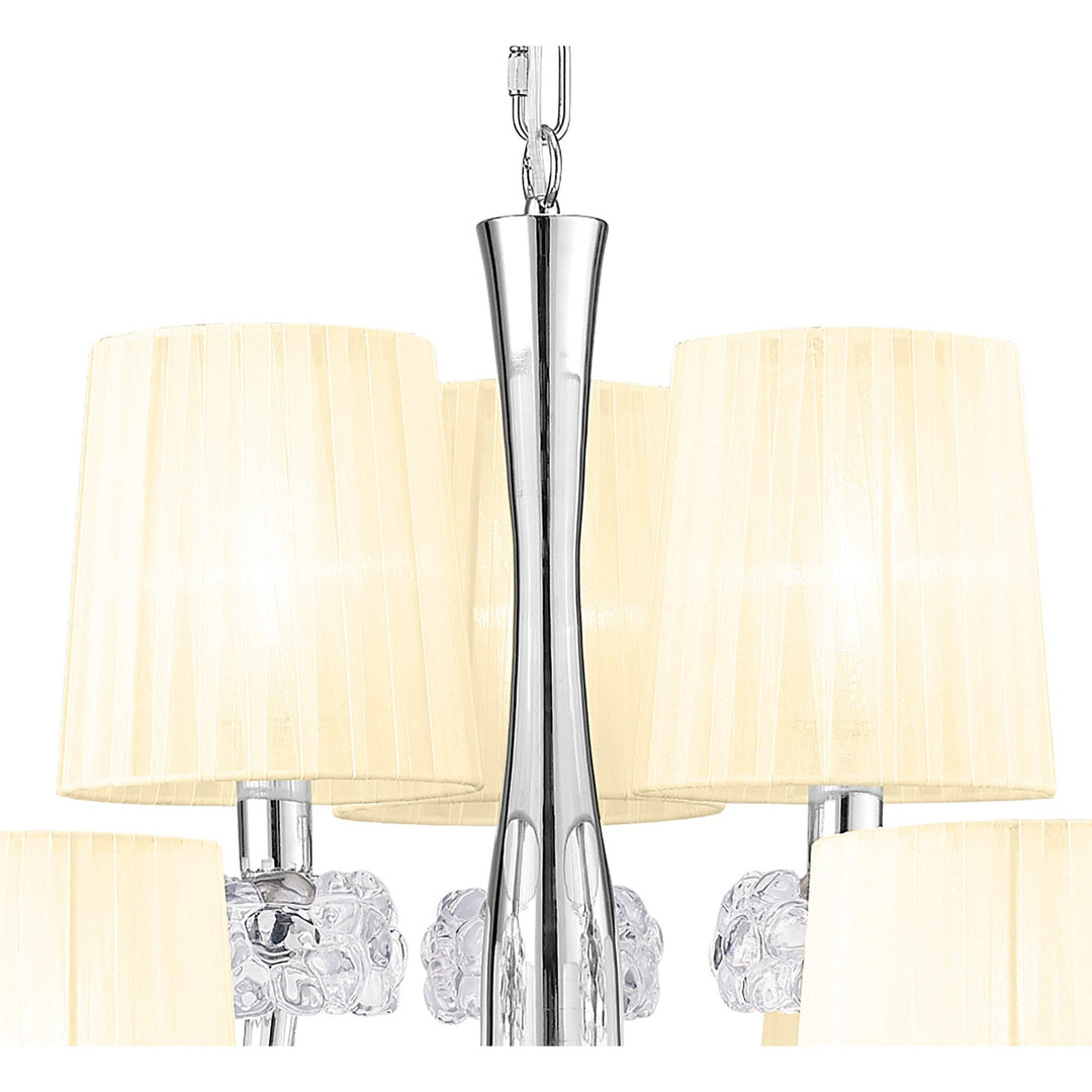 Mantra M4630 Loewe 2 Tier Pendant 6+3 Light Polished Chrome Cream Shades