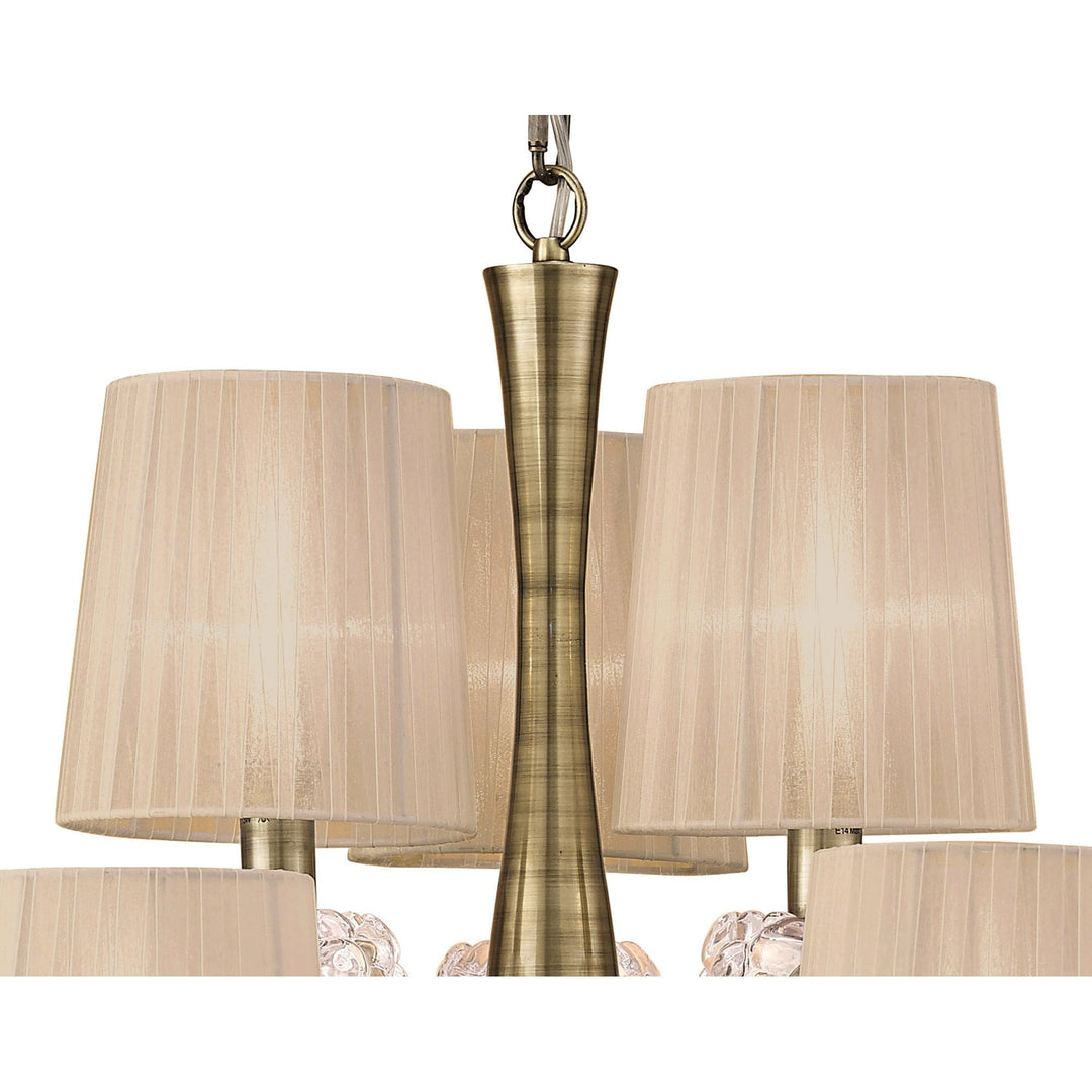 Mantra M4630AB Loewe 2 Tier Pendant 6+3 Light Antique Brass Soft Bronze Shades