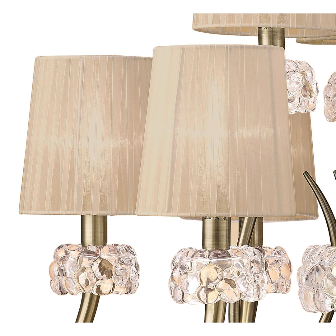 Mantra M4630AB Loewe 2 Tier Pendant 6+3 Light Antique Brass Soft Bronze Shades