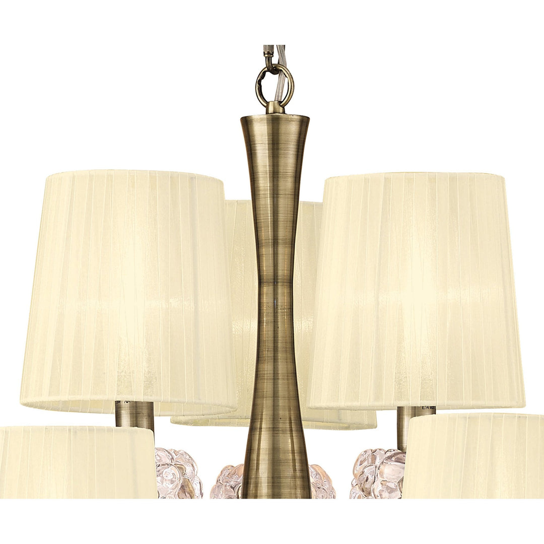 Mantra M4630AB Loewe 2 Tier Pendant 6+3 Light Antique Brass Cream Shades