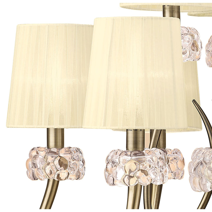 Mantra M4630AB Loewe 2 Tier Pendant 6+3 Light Antique Brass Cream Shades