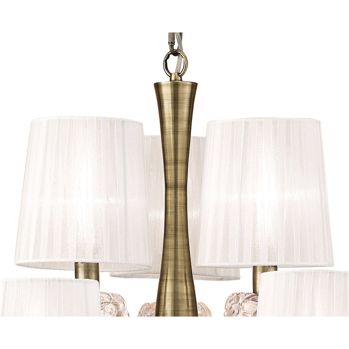 Mantra M4630AB Loewe 2 Tier Pendant 6+3 Light Antique Brass White Shades