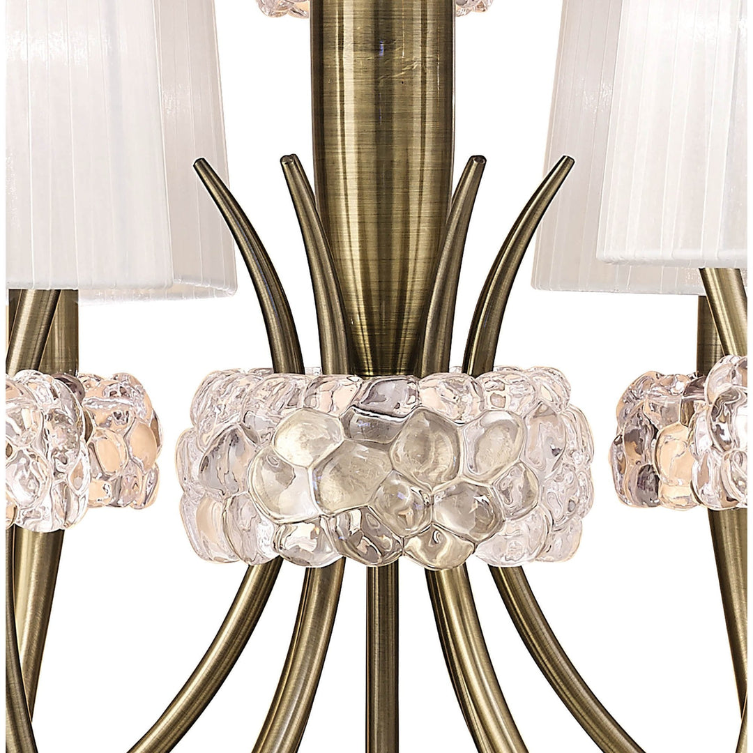 Mantra M4630AB Loewe 2 Tier Pendant 6+3 Light Antique Brass White Shades