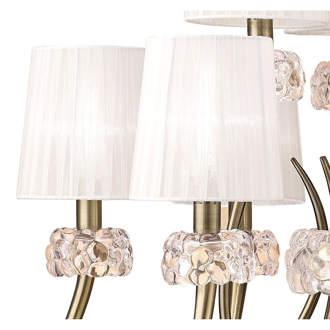 Mantra M4630AB Loewe 2 Tier Pendant 6+3 Light Antique Brass White Shades