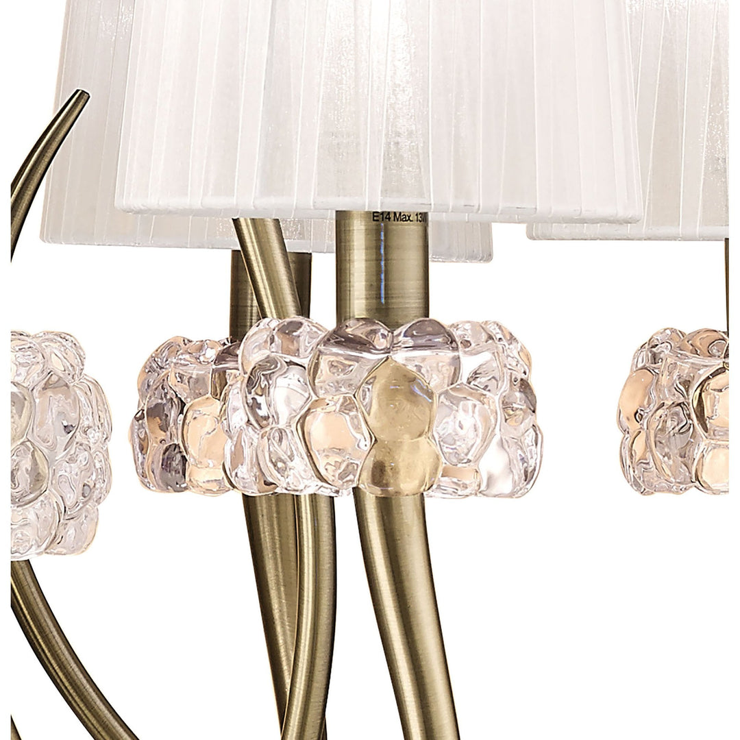 Mantra M4630AB Loewe 2 Tier Pendant 6+3 Light Antique Brass White Shades