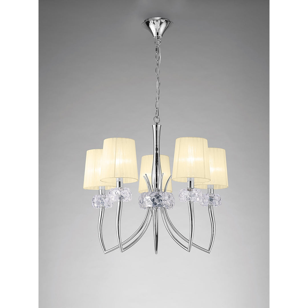 Mantra M4631 Loewe Pendant 5 Light Polished Chrome White Shades