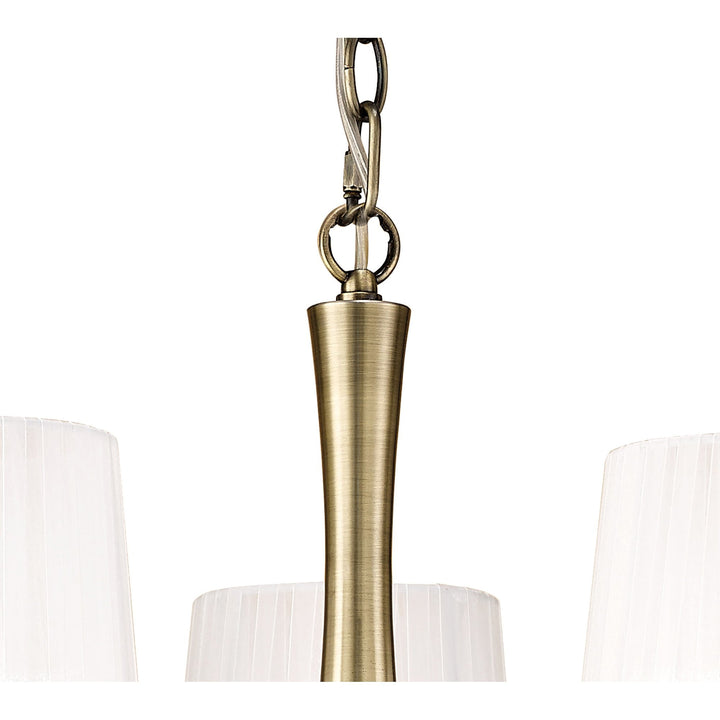 Mantra M4631AB Loewe Pendant 5 Light Antique Brass White Shades