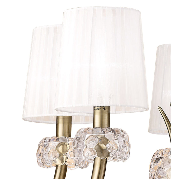 Mantra M4631AB Loewe Pendant 5 Light Antique Brass White Shades