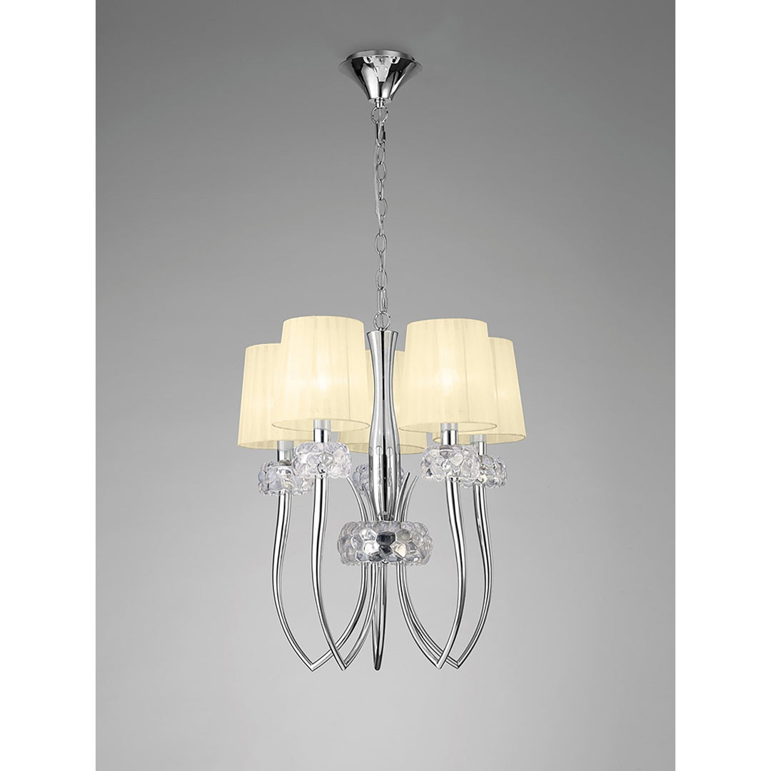 Mantra M4632 Loewe Slim Pendant 5 Light Polished Chrome Cream Shades