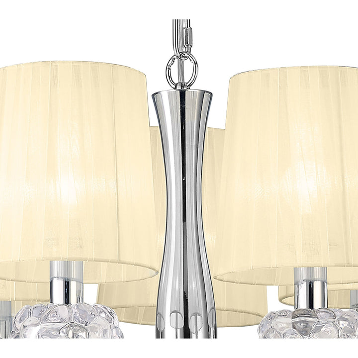 Mantra M4632 Loewe Slim Pendant 5 Light Polished Chrome Cream Shades