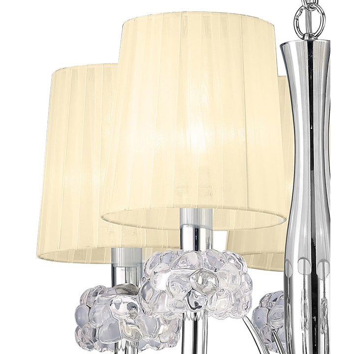 Mantra M4632 Loewe Slim Pendant 5 Light Polished Chrome Cream Shades