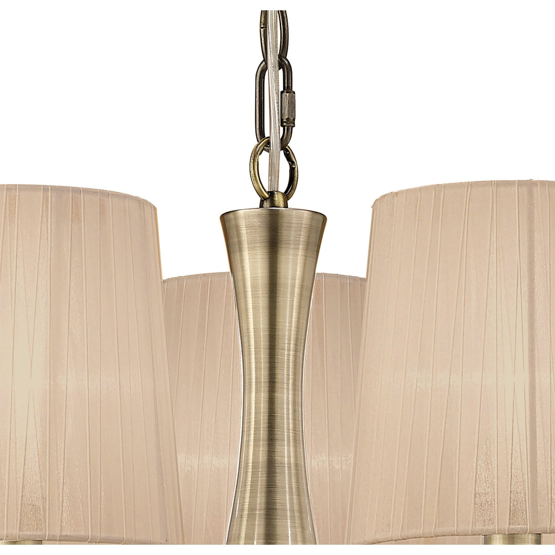 Mantra M4632AB Loewe Slim Pendant 5 Light Antique Brass Soft Bronze Shades