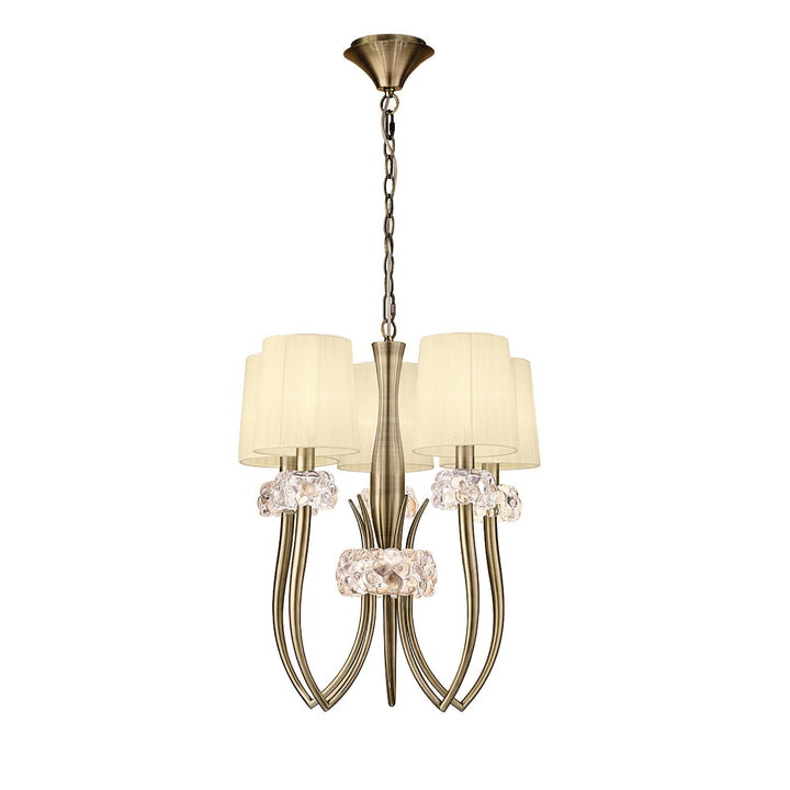 Mantra M4632AB Loewe Slim Pendant 5 Light Antique Brass