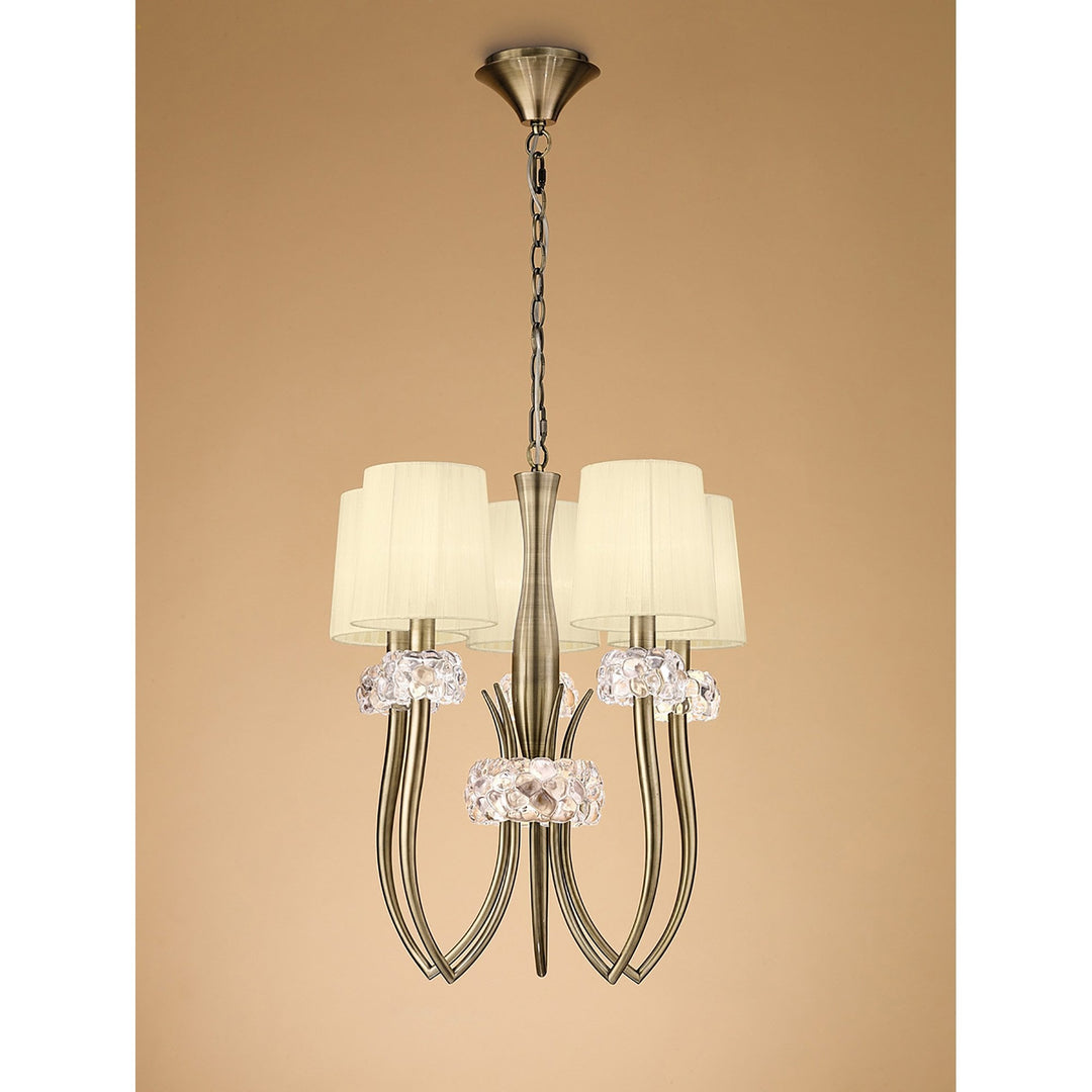 Mantra M4632AB Loewe Slim Pendant 5 Light Antique Brass