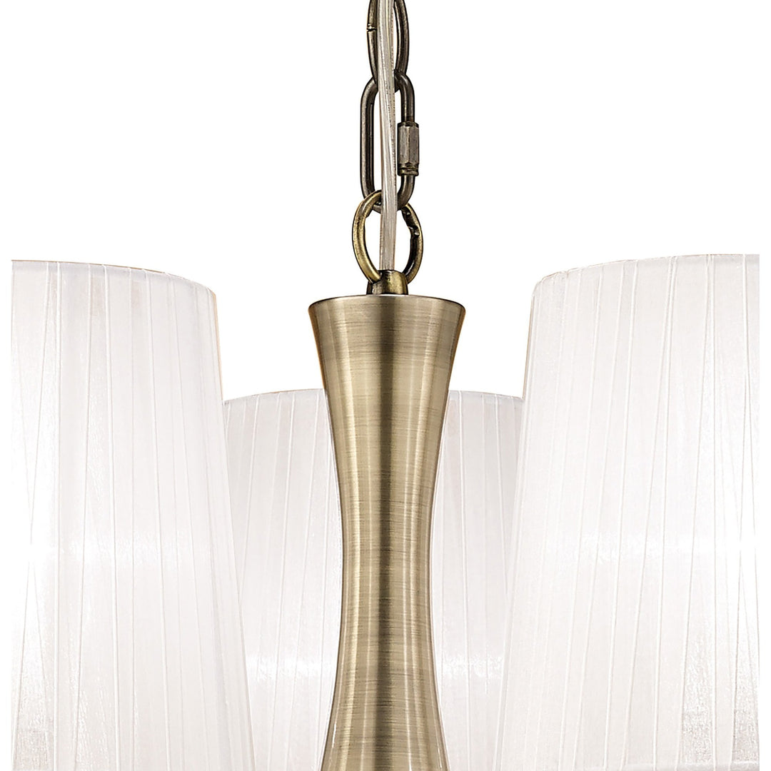 Mantra M4632AB Loewe Slim Pendant 5 Light Antique Brass White Shades