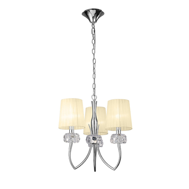 Mantra M4633 Loewe Pendant 3 Light Polished Chrome Cream Shades