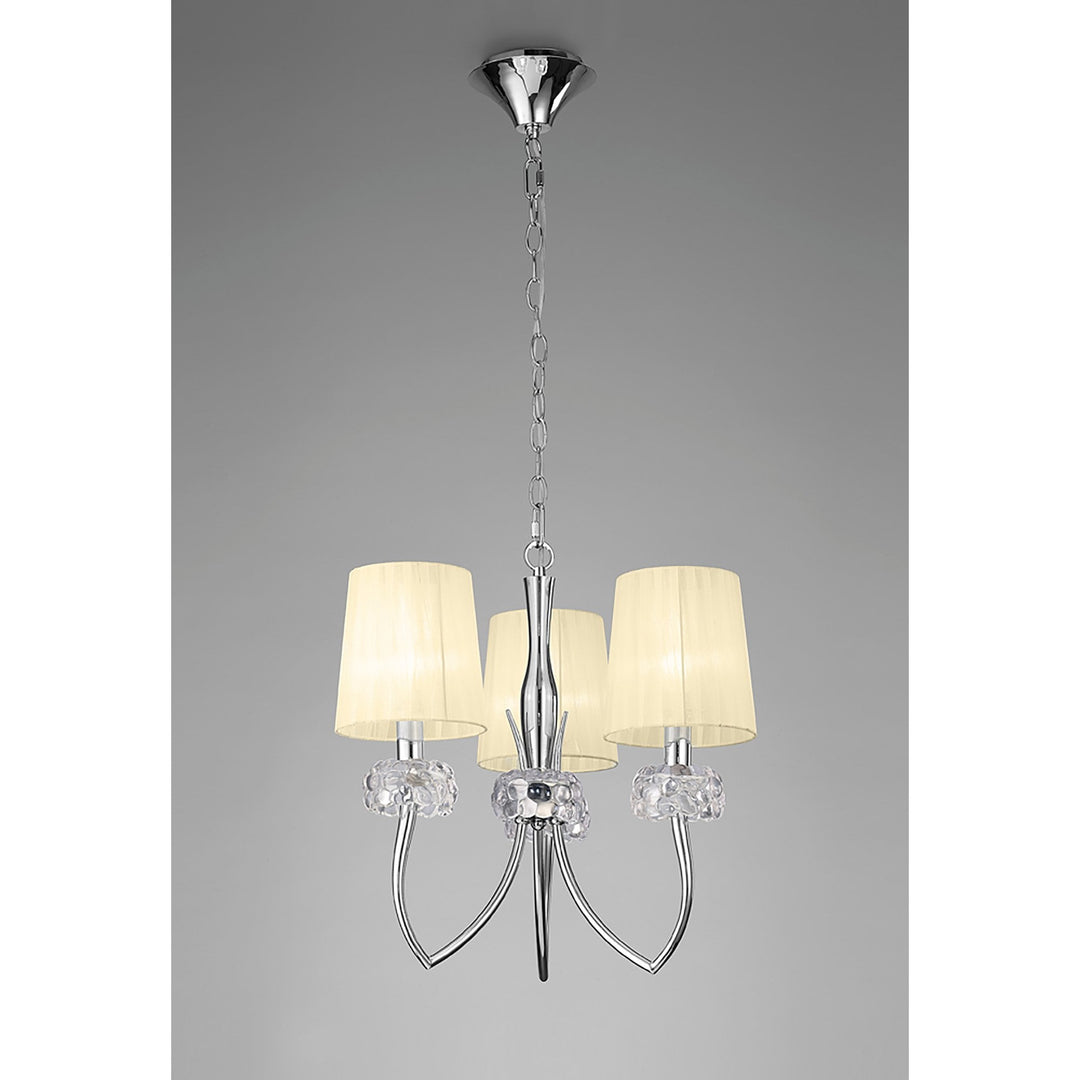 Mantra M4633 Loewe Pendant 3 Light Polished Chrome Cream Shades