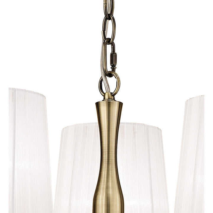 Mantra M4633AB Loewe Pendant 3 Light Antique Brass White Shades