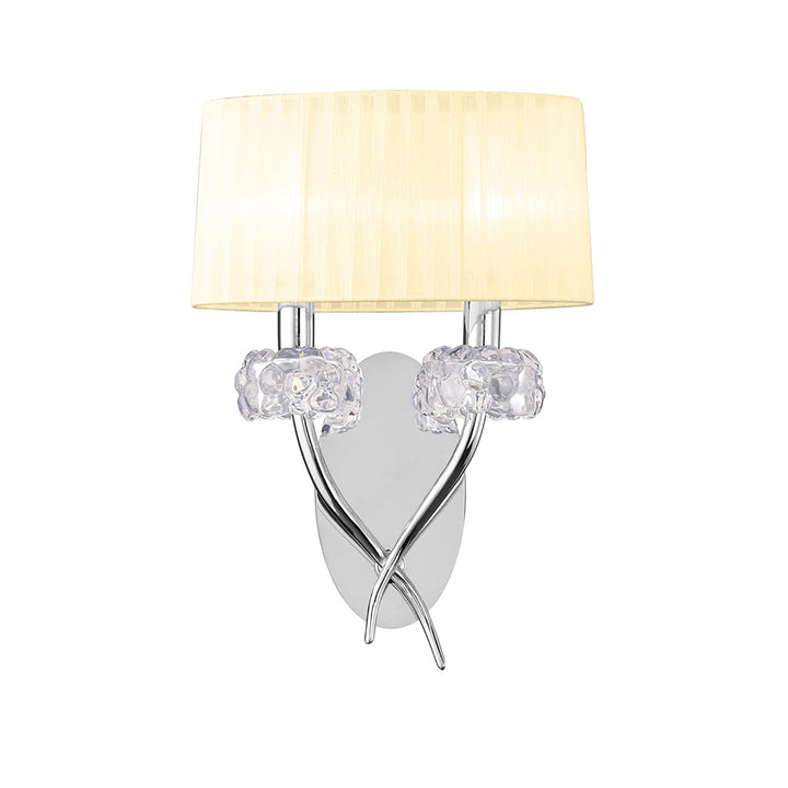 Mantra M4634S Loewe Wall Lamp 2 Light Polished Chrome Cream Shade