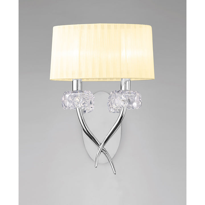 Mantra M4634S Loewe Wall Lamp 2 Light Polished Chrome Cream Shade