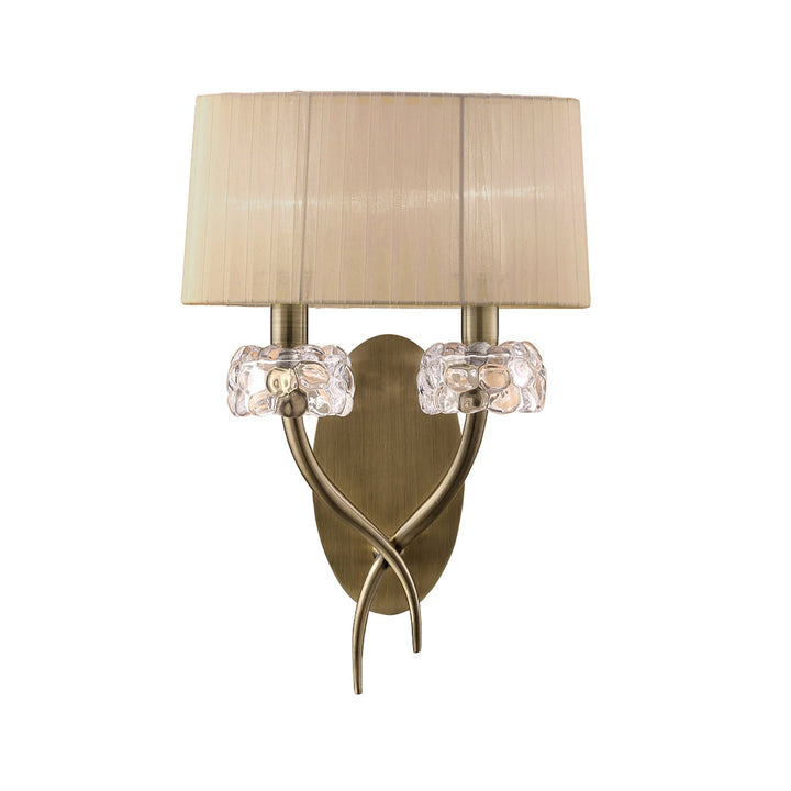 Mantra M4634ABS Loewe Wall Lamp Switched 2 Light Antique Brass Soft Bronze Shade