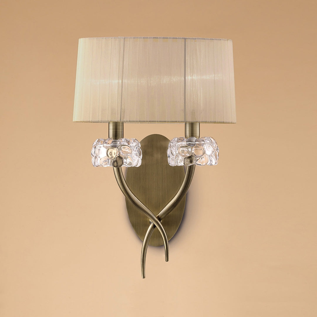 Mantra M4634ABS Loewe Wall Lamp Switched 2 Light Antique Brass Soft Bronze Shade