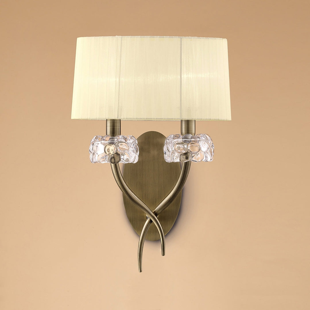 Mantra M4634AB/S Loewe Wall Lamp Switched 2 Light Antique Brass