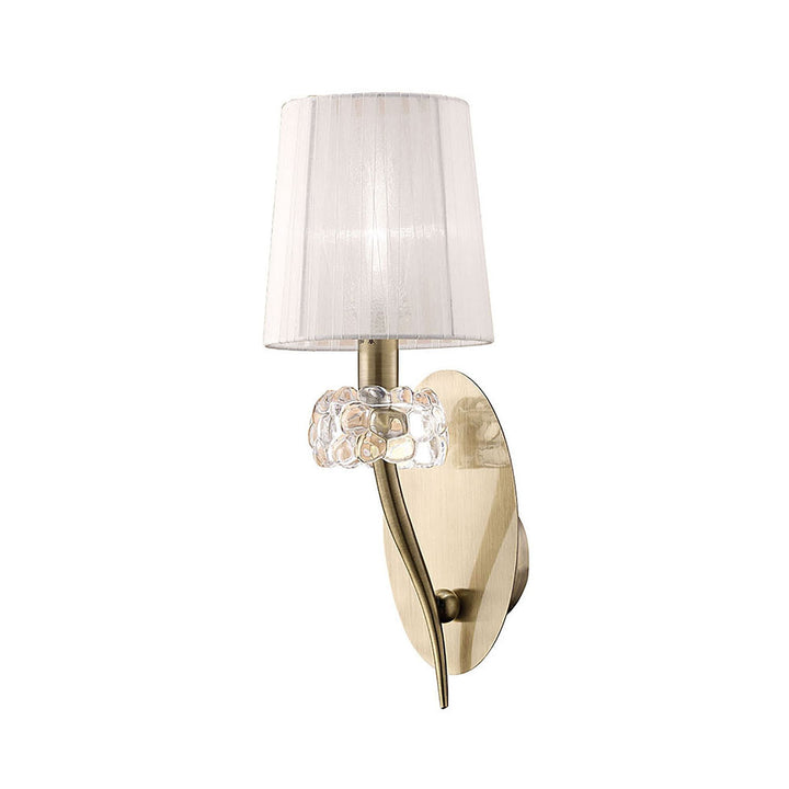 Mantra M4635ABS Loewe Wall Lamp Switched 1 Light Antique Brass White Shade