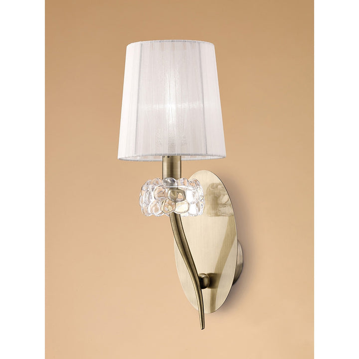 Mantra M4635ABS Loewe Wall Lamp Switched 1 Light Antique Brass White Shade