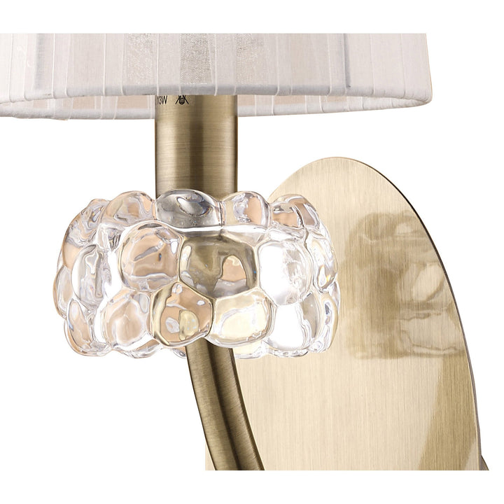 Mantra M4635ABS Loewe Wall Lamp Switched 1 Light Antique Brass White Shade