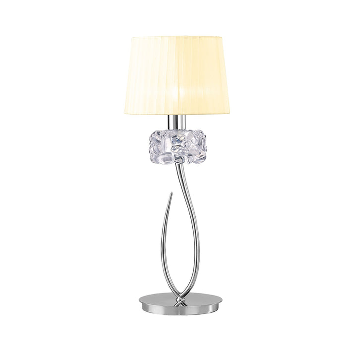 Mantra M4636 Loewe Table Lamp 1 Light Big Polished Chrome Cream Shade