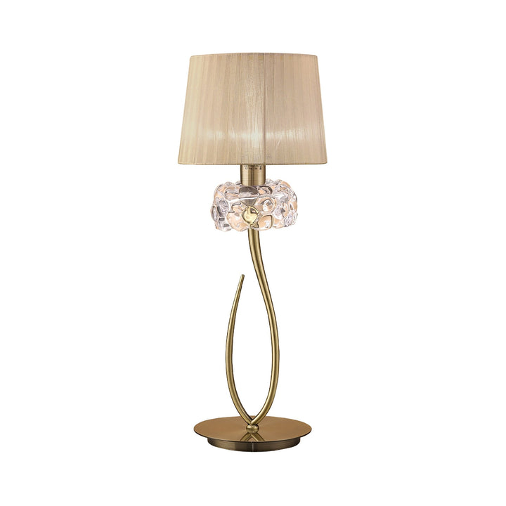 Mantra M4636AB Loewe Table Lamp 1 Light Big Antique Brass Soft Bronze Shade