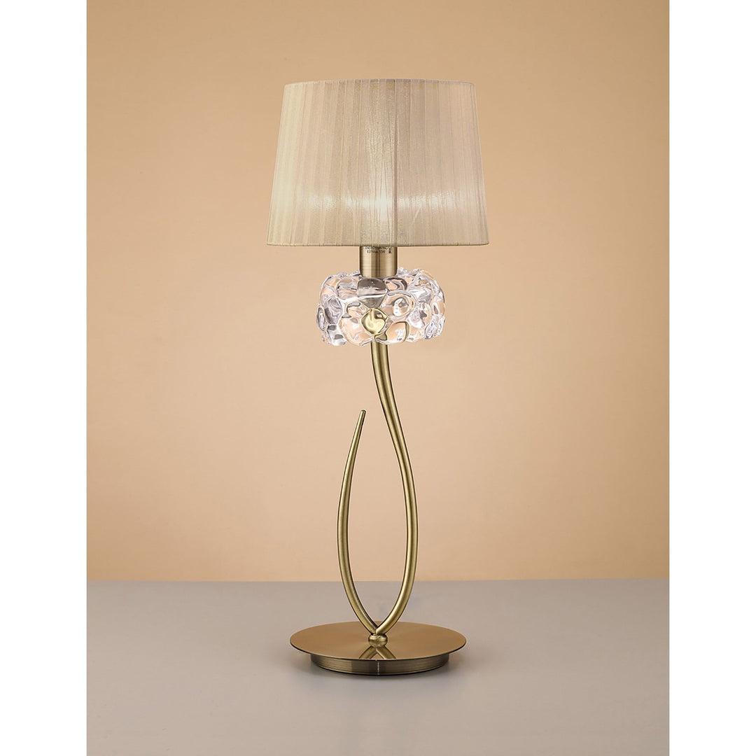 Mantra M4636AB Loewe Table Lamp 1 Light Big Antique Brass Soft Bronze Shade