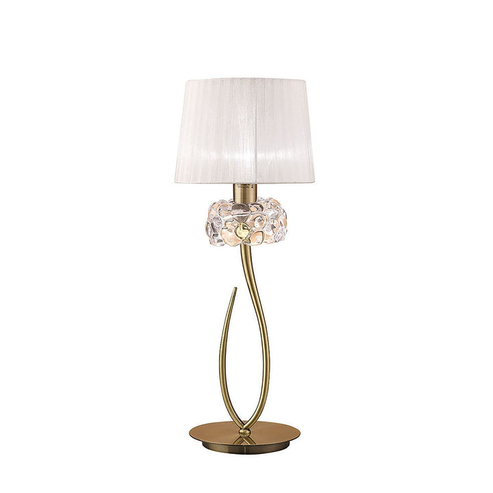 Mantra M4636AB Loewe Table Lamp 1 Light Big Antique Brass White Shade