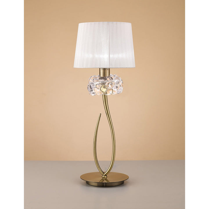 Mantra M4636AB Loewe Table Lamp 1 Light Big Antique Brass White Shade