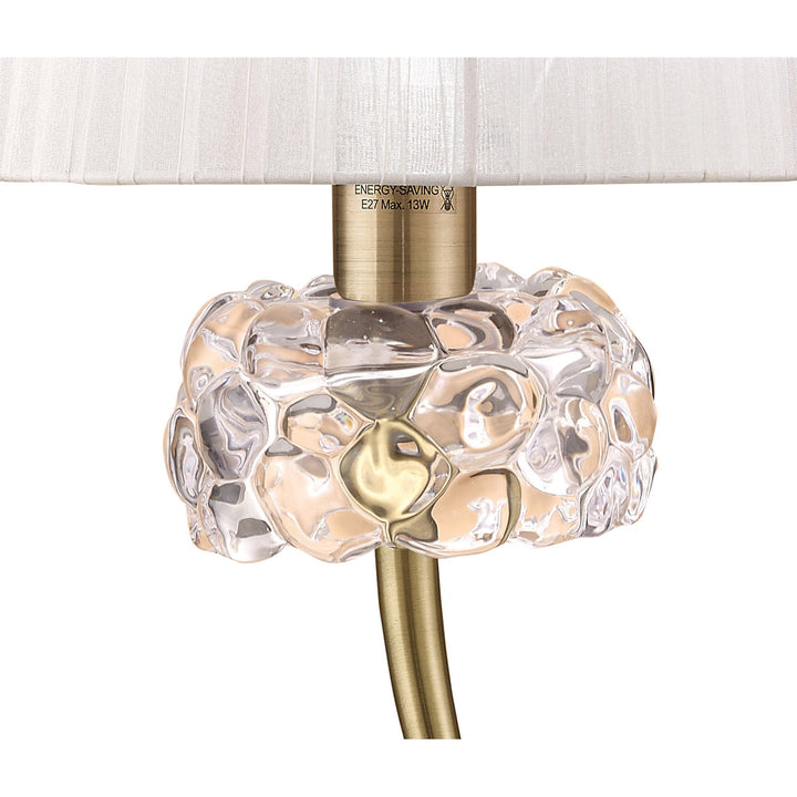 Mantra M4636AB Loewe Table Lamp 1 Light Big Antique Brass White Shade