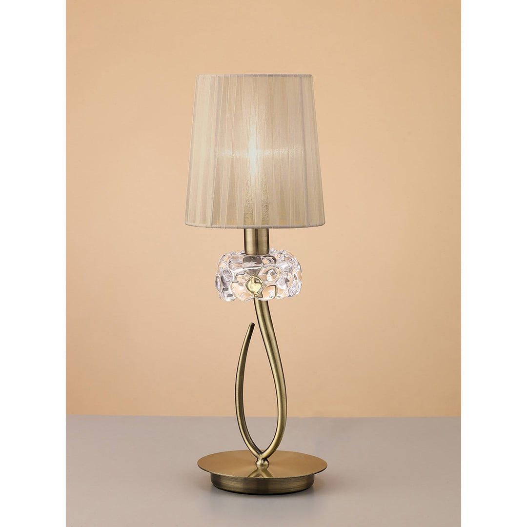 Mantra M4637AB Loewe Table Lamp 1 Light Small Antique Brass Soft Bronze Shade