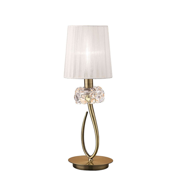 Mantra M4637AB Loewe Table Lamp 1 Light Small Antique Brass White Shade