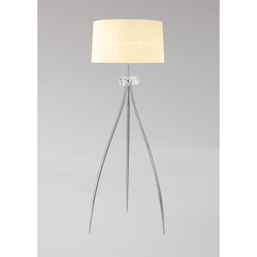 Mantra M4638 Loewe Floor Lamp 3 Light Polished Chrome White Shade